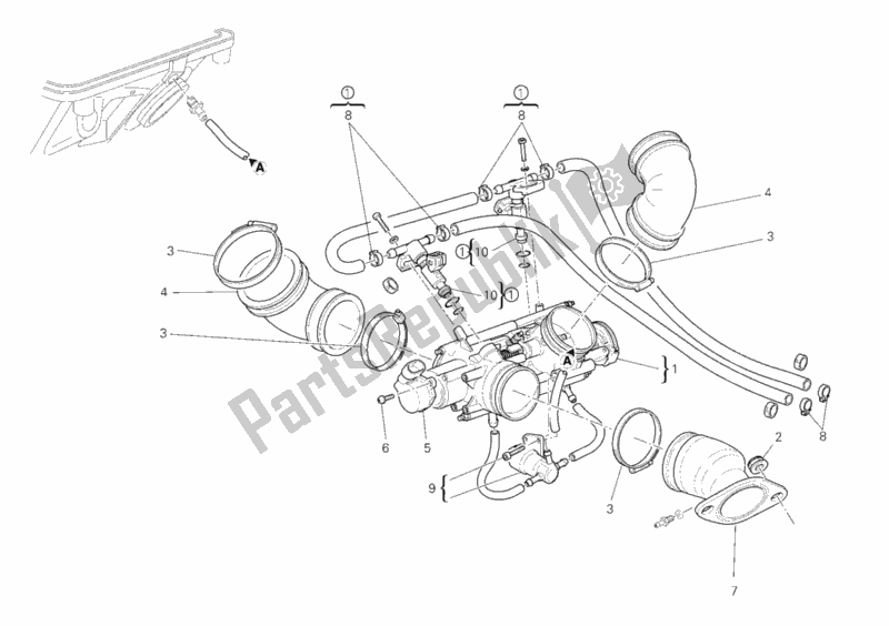 Wszystkie części do Kolektor Dolotowy Ducati Multistrada 1100 USA 2008